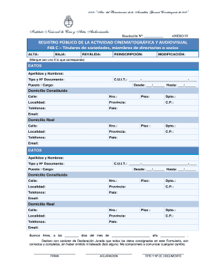 Argentina Film Industry Registration Form