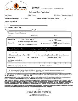 Individual Player Application - Hoop Dome
