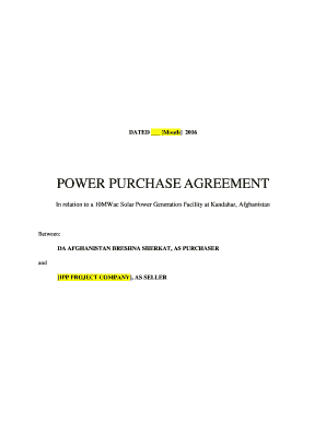 Power purchase agreement - Dabs - dabs