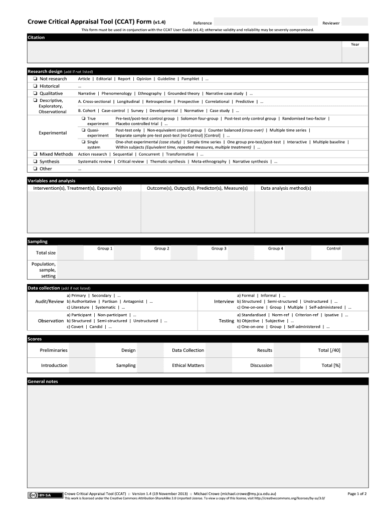 crowe critical appraisal tool Preview on Page 1.