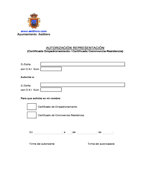 AUTORIZACIN REPRESENTACIN Certificado Empadronamiento
