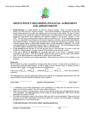 OFFICE POLICY REGARDING FINANCIAL AGREEMENT AND APPOINTMENTS