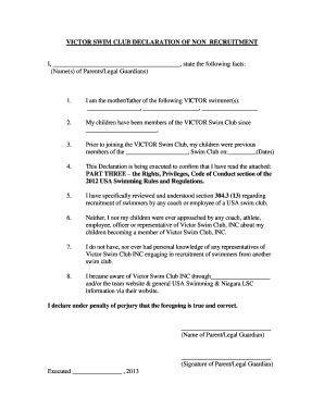 VICTOR SWIM CLUB DECLARATION OF NON RECRUITMENT - victorswimclub