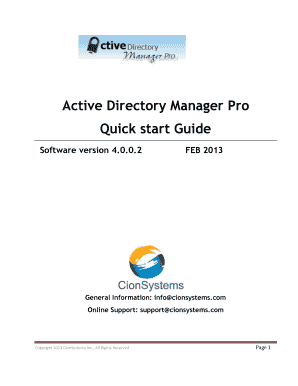 Fillable Online Active Directory Manager Pro Quick start Guide Software ...