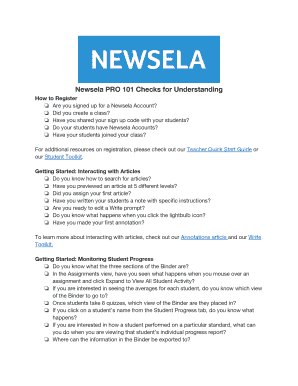 Fillable Online Newsela PRO 101 Checks for Understanding Fax Email ...