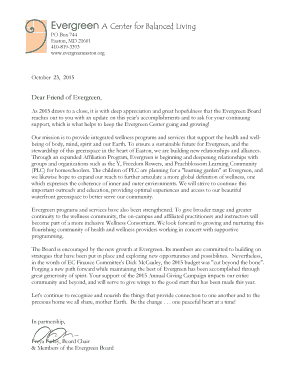 Letter of appreciation for support - Read full annual campaign letter - Evergreen: A Center for Balanced ... - evergreeneaston