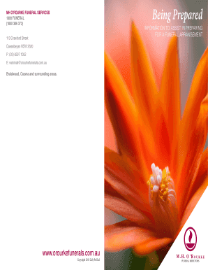 MH OROURKE FUNERAL SERVICES 1800 FUNERAL Being Prepared