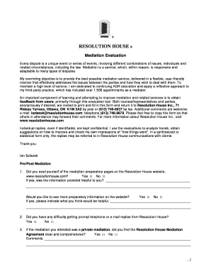 Mediation Evaluation Form 3 - Resolution House