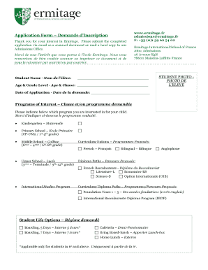 Wwwbermitagebbfrb Application Form Demande dInscription