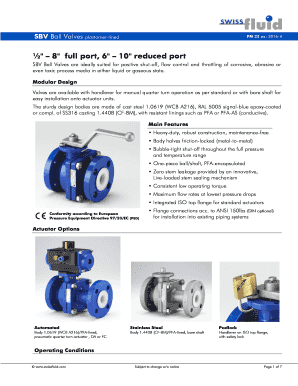 " 8" full port, 6" 10" reduced port - Swissfluid