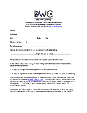 Entry Form - Democratic Women's Council of Horry County