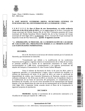 Utiel Budget Modification Certificate