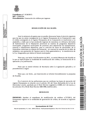 Resolution of Mayor for Credit Generation