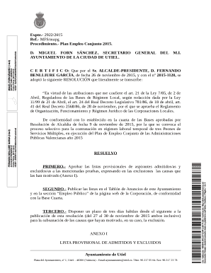 Utiel Employment Plan Resolution 2015