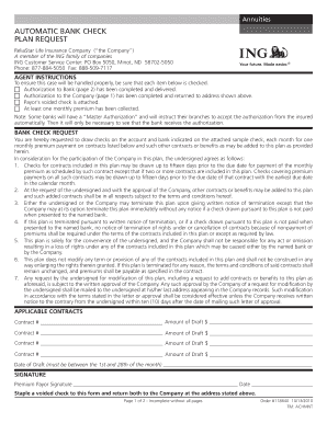 Automatic Bank Check Plan Request