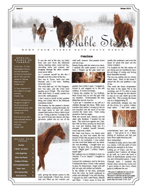 Winter newsletter 2013 for bpdfb - Love Life and Land - stabledays