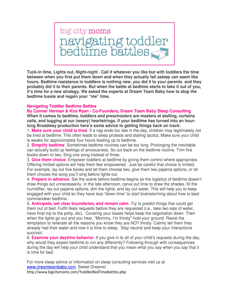 Fillable Online Tuckin time, Lights out, Nightnight Fax Email Print