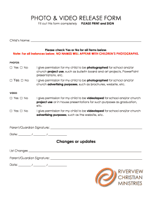 Photo release template - PHOTO amp VIDEO RELEASE FORM - Riverview Christian Ministries