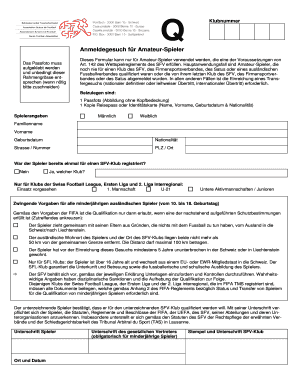 Amateur Player Registration Form