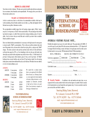 Download our booking form here.. - TM International School of ... - tminternational co