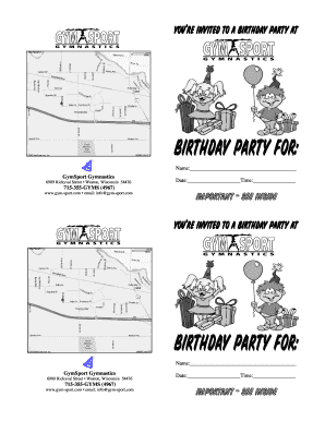 Party invitation templates - gymsport birthday party