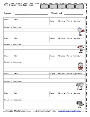 My Home Reading Log Name Week of - dac doralacademy