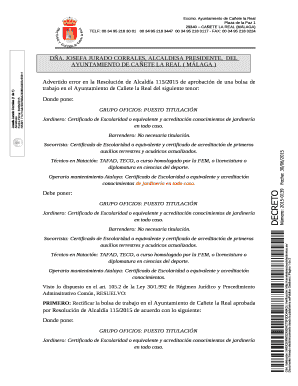 Cañete la Real Job Pool Correction Notice