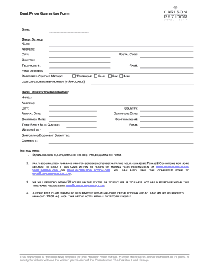 Best Price Guarantee Form - Park Inn