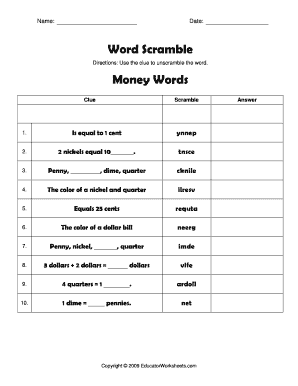 Fillable Online Word Scramble - Free Printable Teacher Worksheets