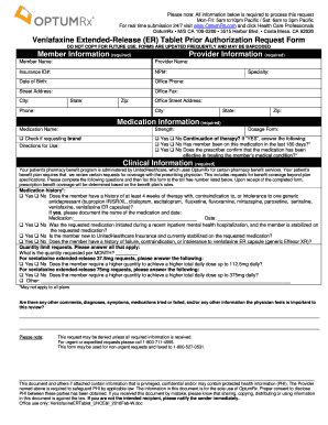 Venlafaxine Extended-Release (ER) Tablet Prior ... - OptumRx