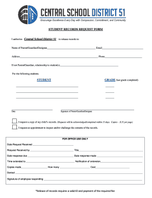 Ipg bonneys - STUDENT RECORDS REQUEST FORM Central School District 51 ...