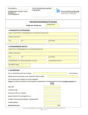 Fillable Online Ib Sachsen Anhalt Finanzierungsbest Tigung