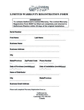 LIMITED WARRANTY REGISTRATION FORM - AB SALON EQUIPMENT