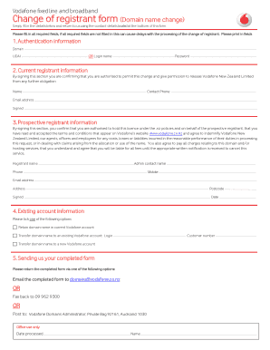 Change of Registrant Form - Vodafone Fixed Line and Broadband Domain names - help vodafone co