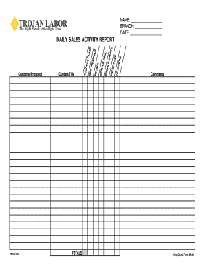 NAME BRANCH DATE DAILY SALES ACTIVITY REPORT