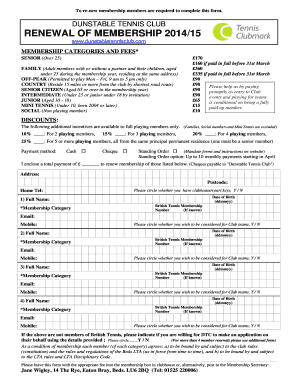 Fillable Online To renew membership members are required to complete ...