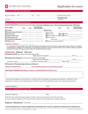 Ogfr - Application for Leave The Ohio State University Office of Human Resources Application for Leave Form - slbp osu