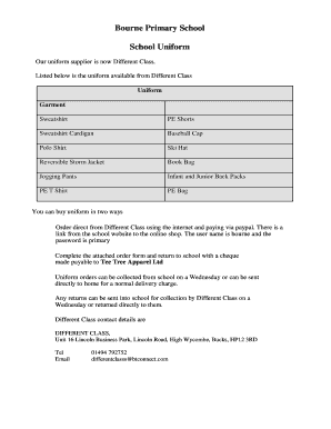 Bourne Primary School School Uniform - bourneprimary co