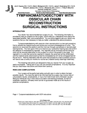 Fillable Online TYMPANOMASTOIDECTOMY WITH OSSICULAR CHAIN ...