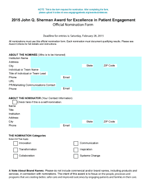 NOTE: This is the form required for nomination