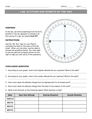 Altitude and Azimuth of the Sun Lab