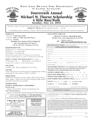 Registration Form - Michael W. Thorne Scholarship Run - thornescholarshiprun