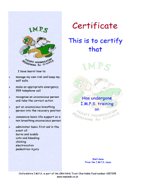 Certificate of participation in seminar - Oxford IMPS - Pupil certificate Certificate for pupil participation in the IMPS programme - impsweb co