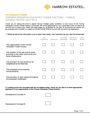 FEEDBACK FORM FORMER GRAMPIAN COUNTRY FOODS FACTORY PUBLIC