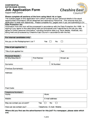 Application for applying teaching job - EATON BANK SCHOOL Job Application Form - eatonbank