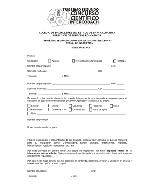 Baja California Science Competition Registration Form