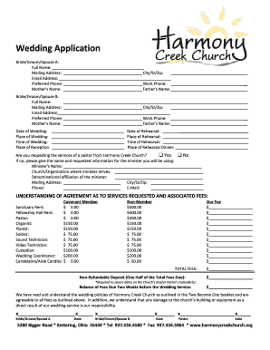 Wedding itinerary template download - WEDDING AND UNION SERVICE APPLICATION - harmonycreekchurch