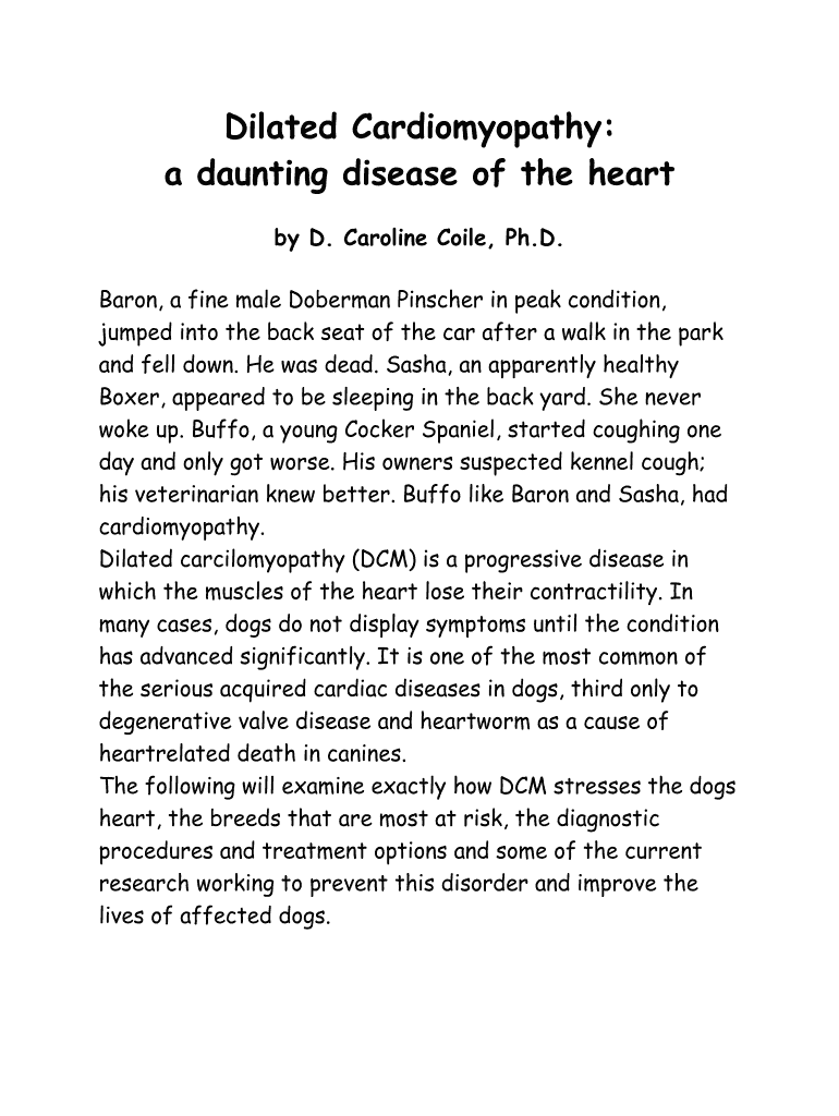 Fillable Online Dilated Cardiomyopathy: Fax Email Print - pdfFiller