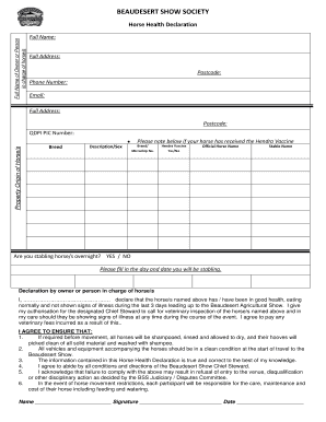 Length conversion table - Horse Health Declaration Form - Beaudesert Show Society - beaudesertshow org