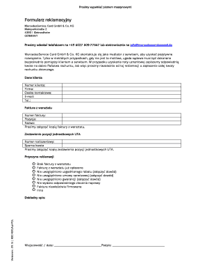 Formularz reklamacyjny - bMercedesServiceCardb